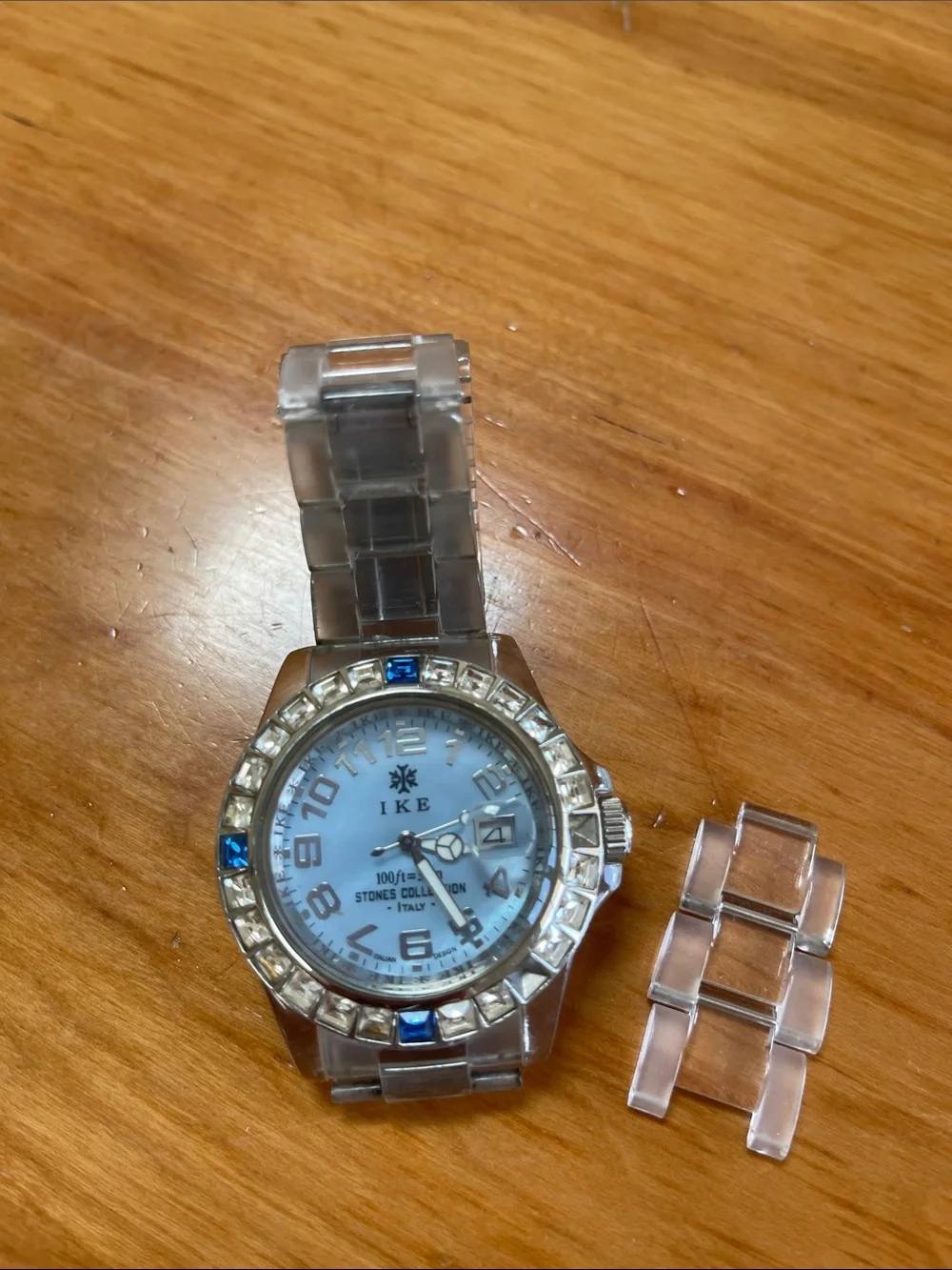 Silver-Tone Women's Watch with Blue Accents - Unknown Brand